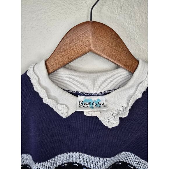 Vintage Womens Large Floral Flower Collared Sweatshirt Grandma Core 90s Sweater - Picture 5 of 13